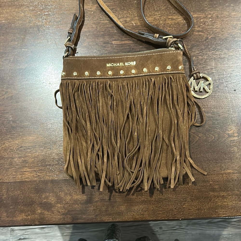 Michael Kors Brown Suede Fringe Crossbody